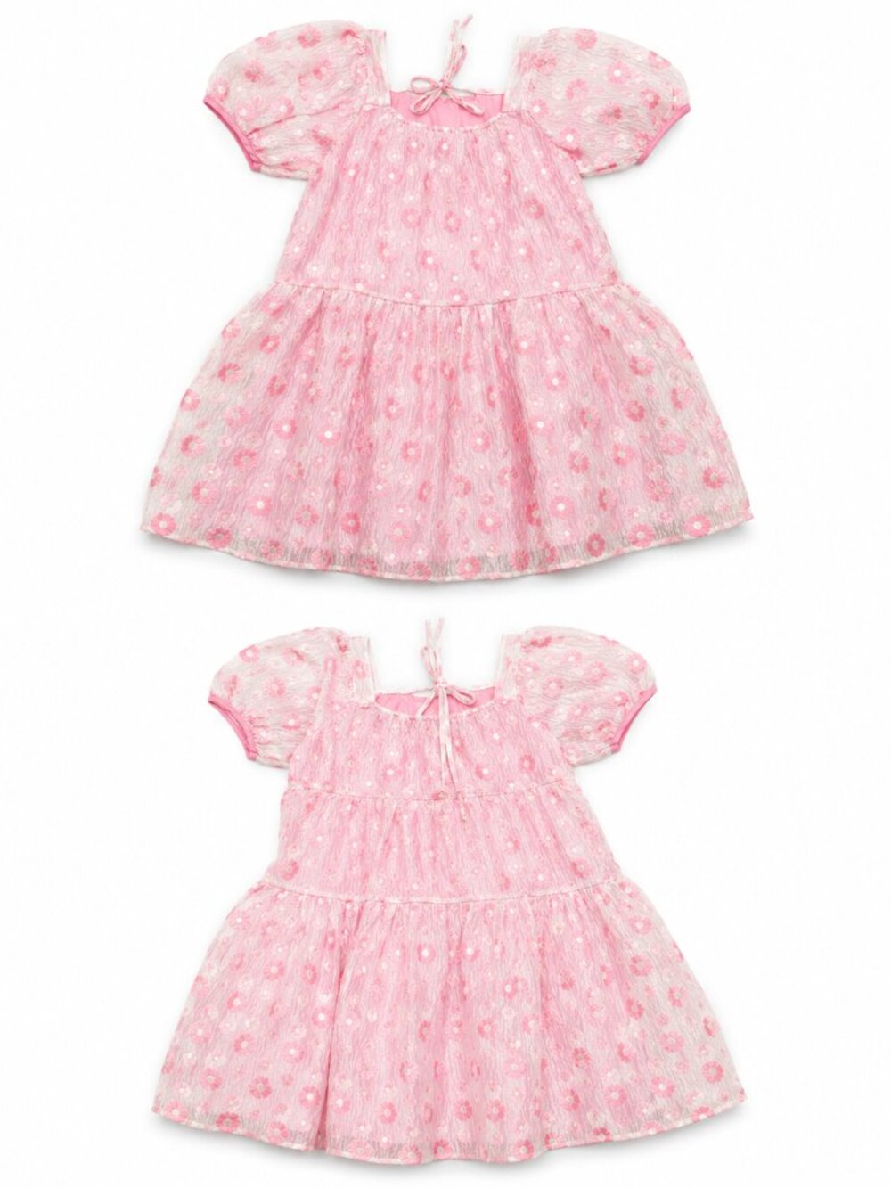 Lola + The Boys Pink Floral Puff Sleeve Dress Girls Size 12